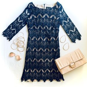 Navy Blue Lace Dress